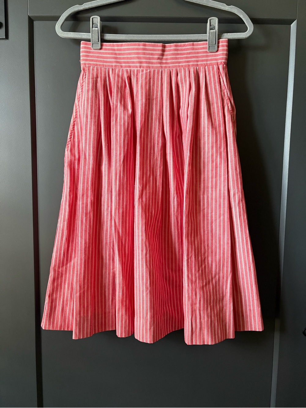 Vintage CLAUDE Striped Pink A-Line Midi Skirt (see measurements)